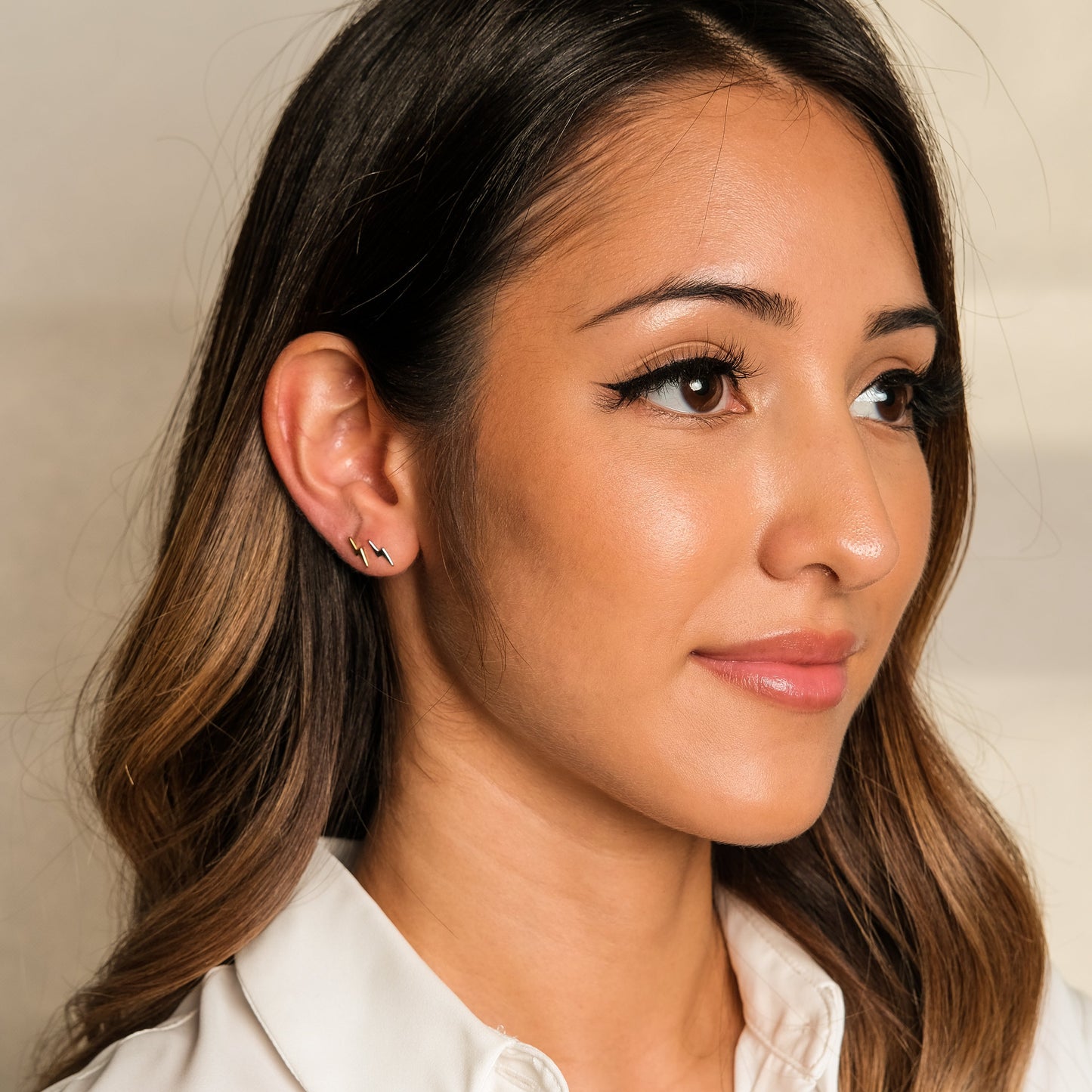 Tiny Lightning Bolt Stud Earrings