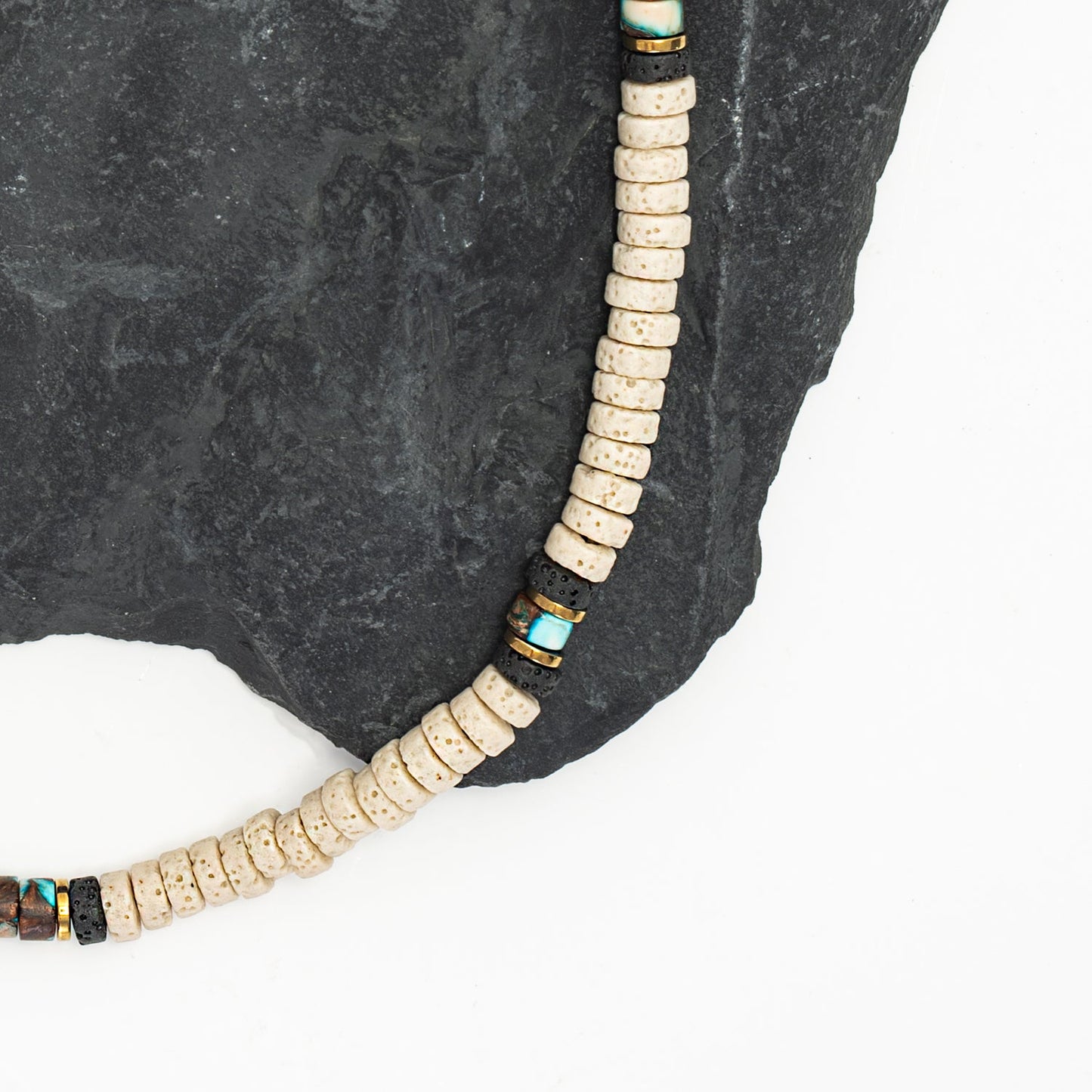 Lava beaded men's necklace, ocean necklaces for men, beaded necklaces for men, jewelry gifts for men