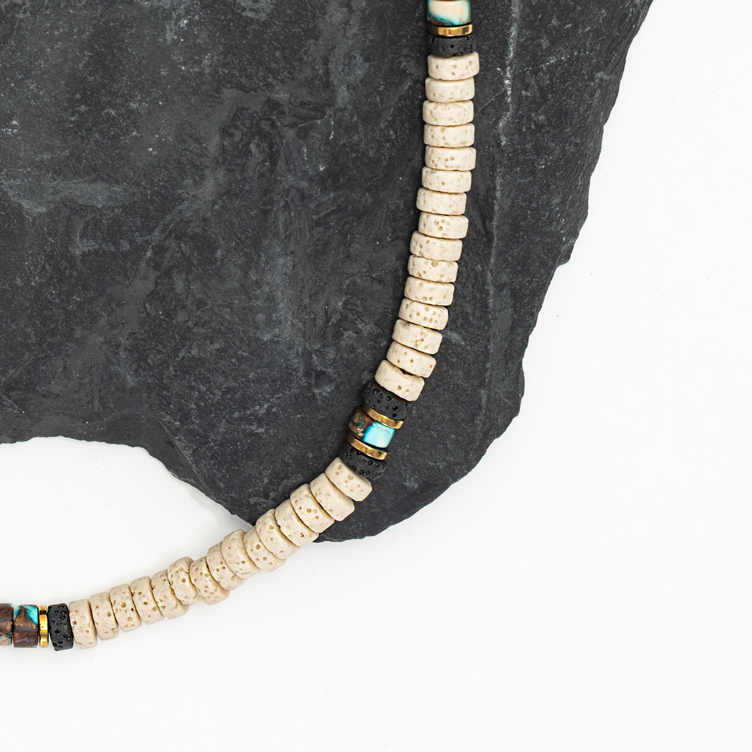 Lava beaded men's necklace, ocean necklaces for men, beaded necklaces for men, jewelry gifts for men