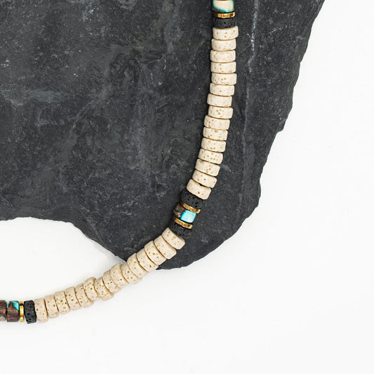 Lava beaded men's necklace, ocean necklaces for men, beaded necklaces for men, jewelry gifts for men