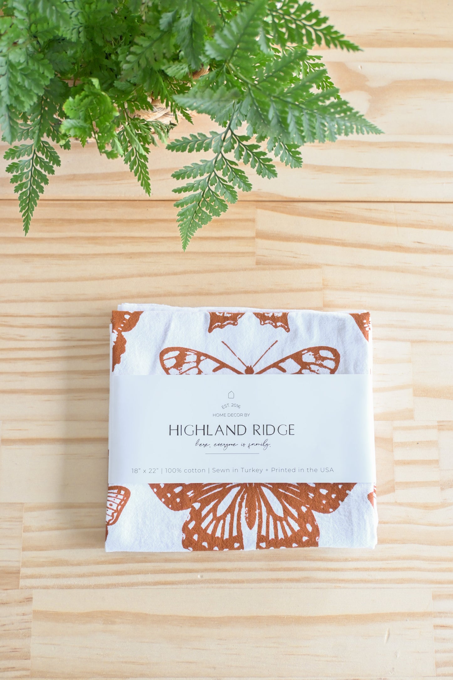 Butterfly Tea Towel Terra-cotta