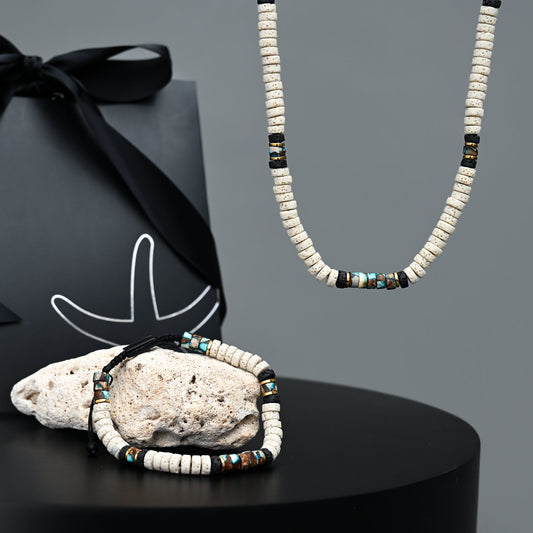 Men's lava beaded bracelet and necklace set, matching necklace and bracelet for men, online jewelry stores