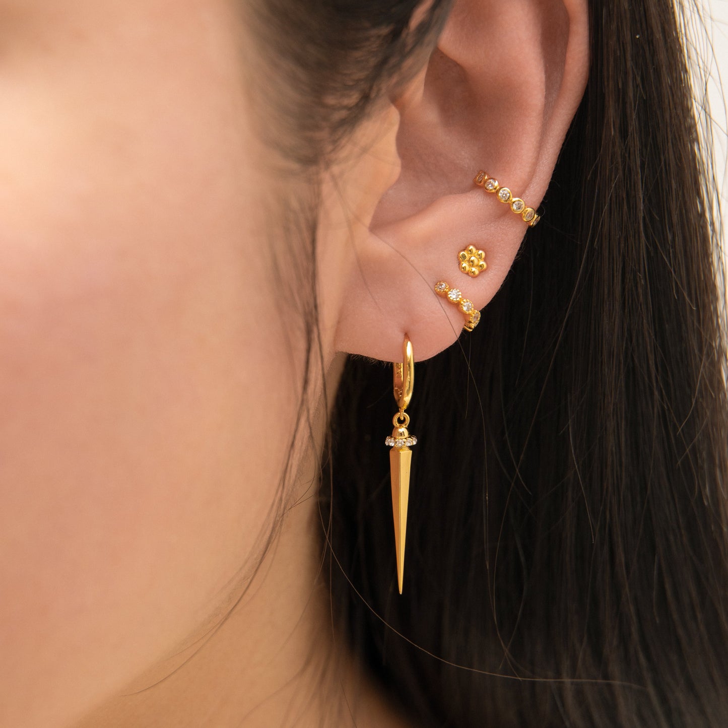 Hexagon Beaded Stud Earrings