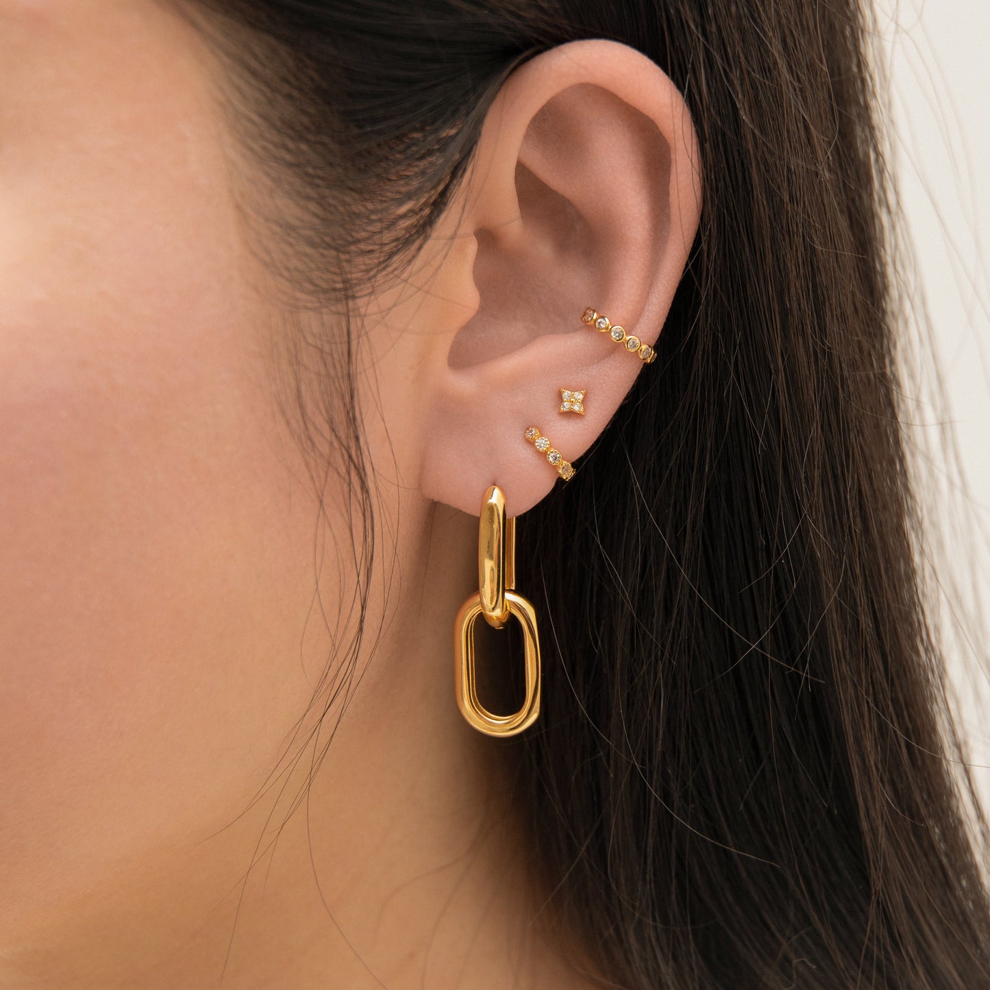 Large Paperclip Link Chain Dangle Hoop Earrings