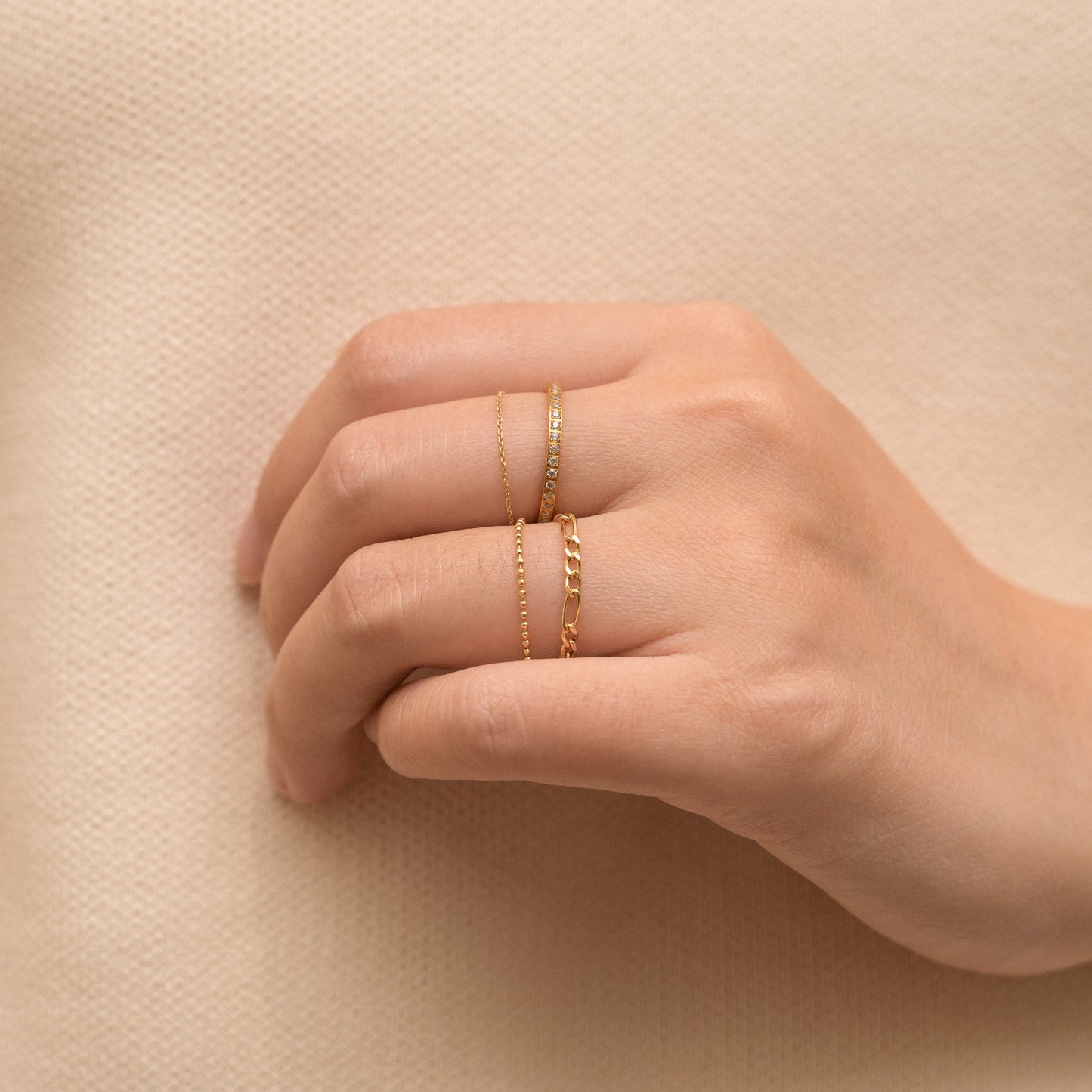 CZ Pave Eternity Band Titanium PVD Gold Ring
