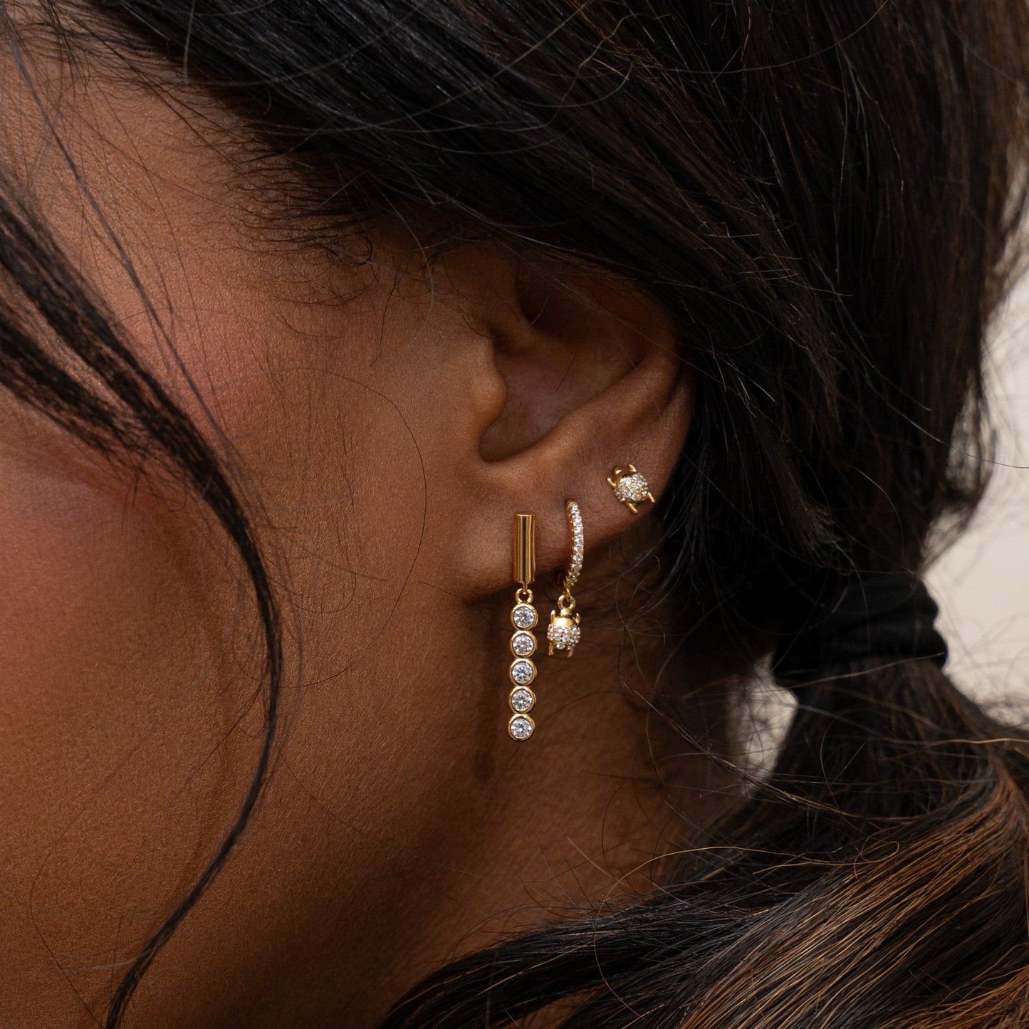 Beetle Ladybug Protection Rebirth Symbol CZ Stud Earrings