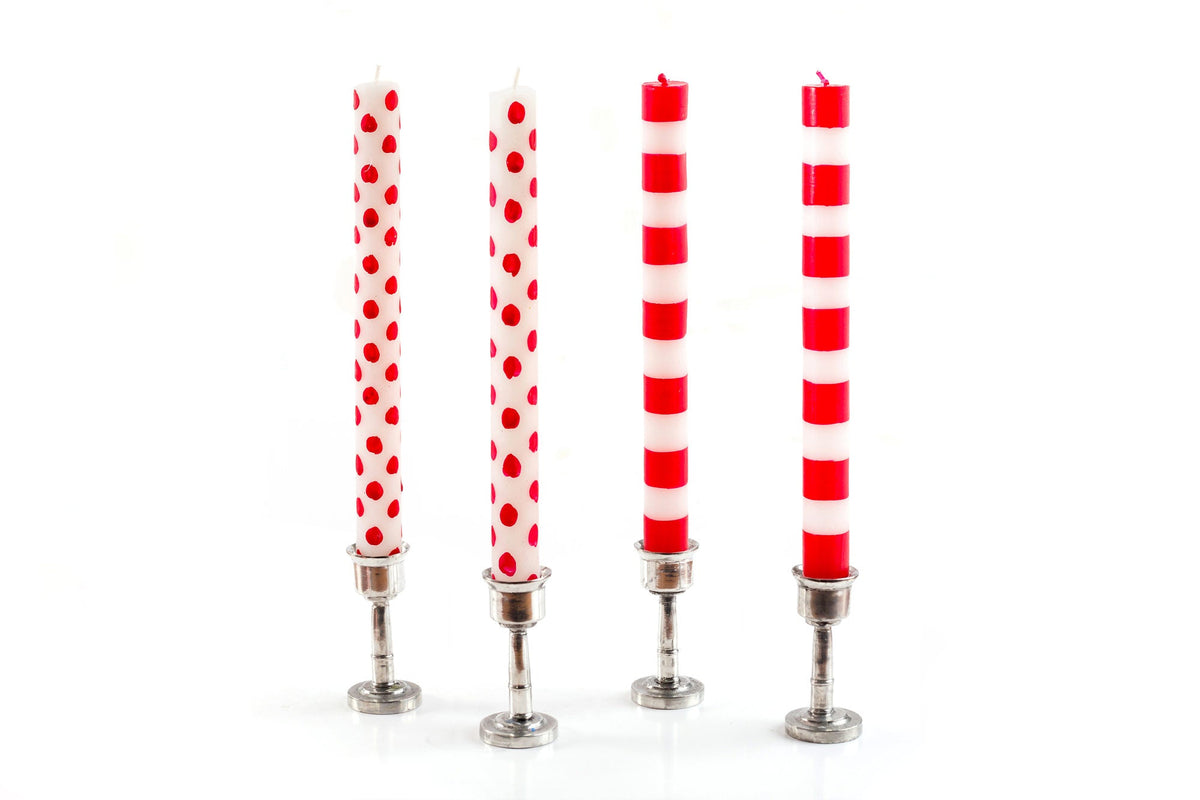 Red Dots & Stripes Tapers - Gift Box of 4