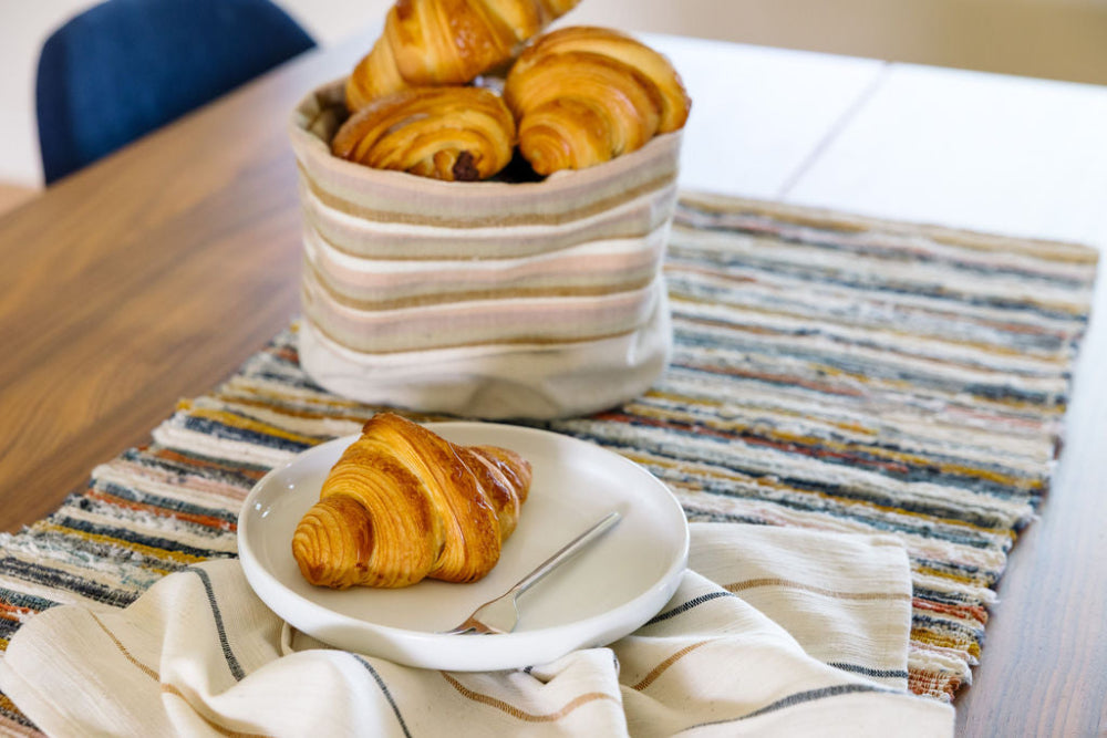Dabo Fabric Basket with Adama Napkin on Adese Runner
