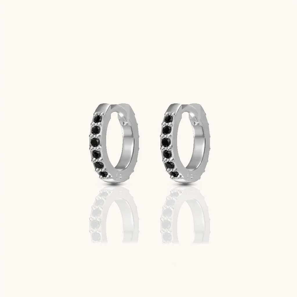 Dainty Black Zircon Huggie Hoops