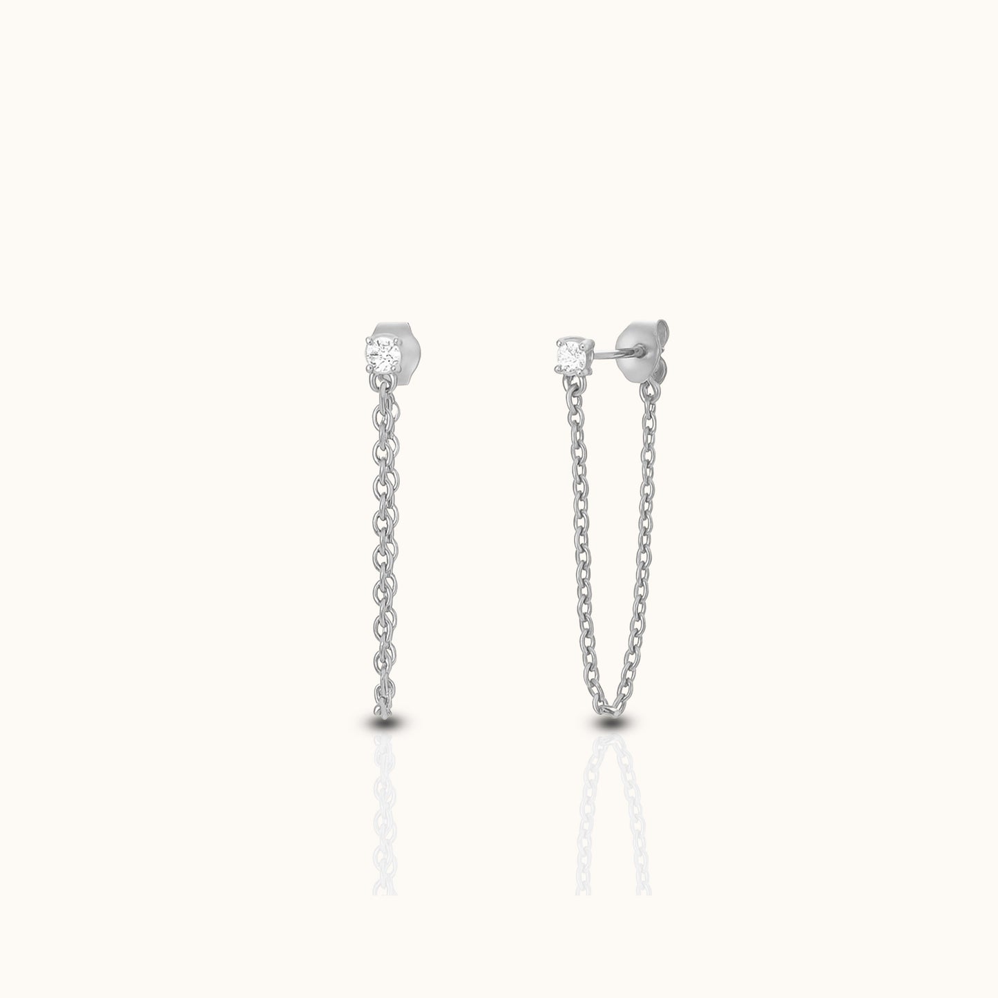 Dainty CZ Chain Stud Earrings