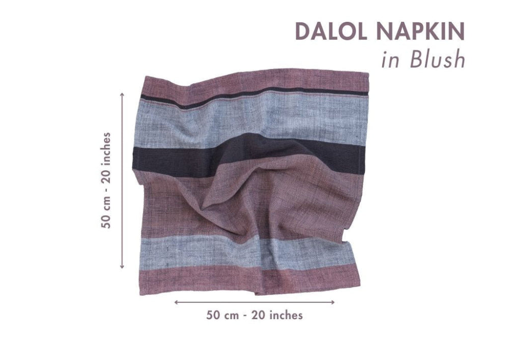 Dalol napkin in blush with dimensions