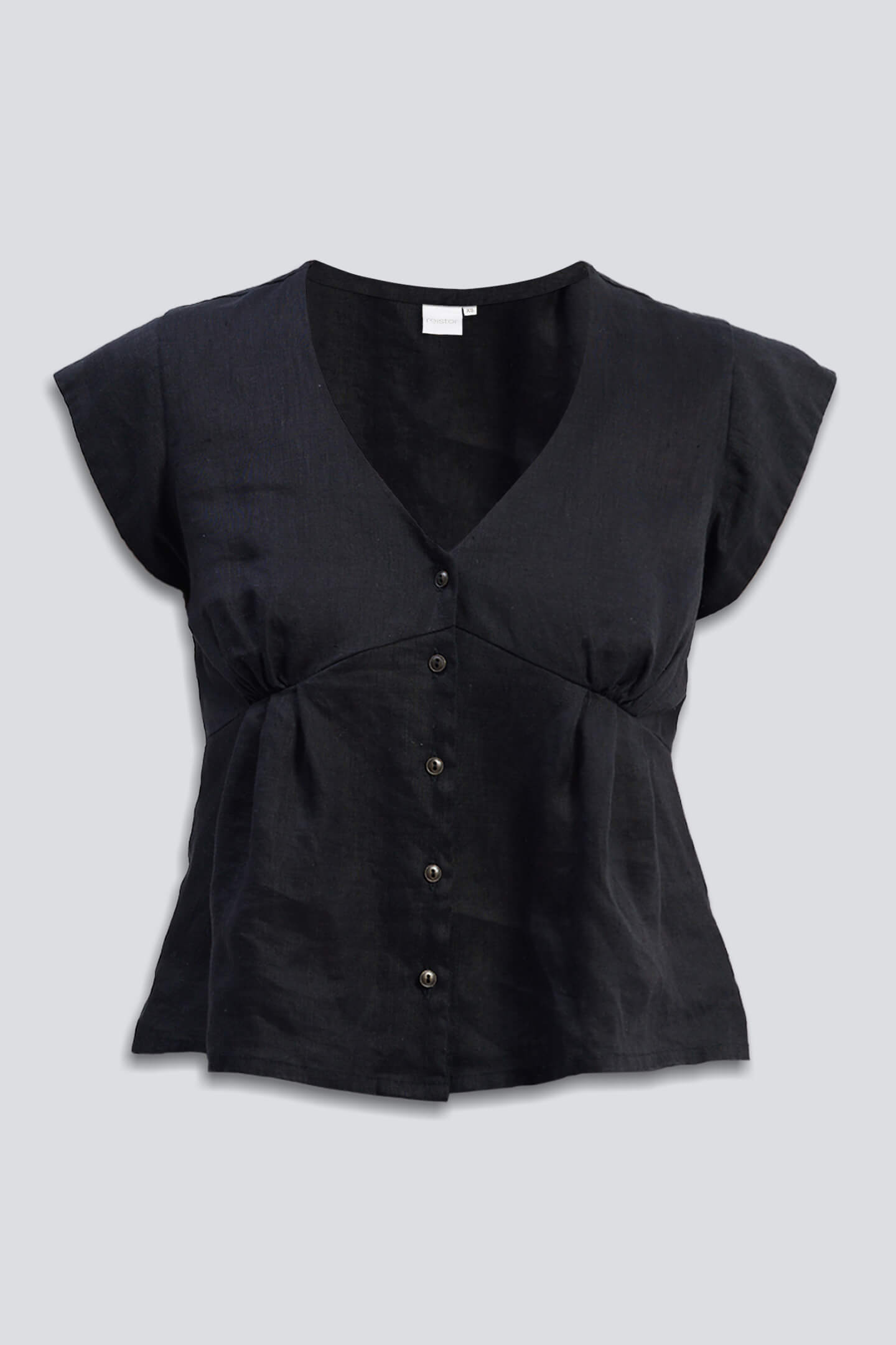 Deep V-neck short top in Black Flat Lay
