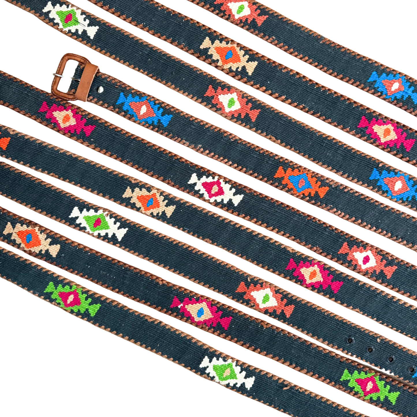 Denim-Colored (Blue-Grey) Handwoven Guatemalan Whip-Stitched Belt