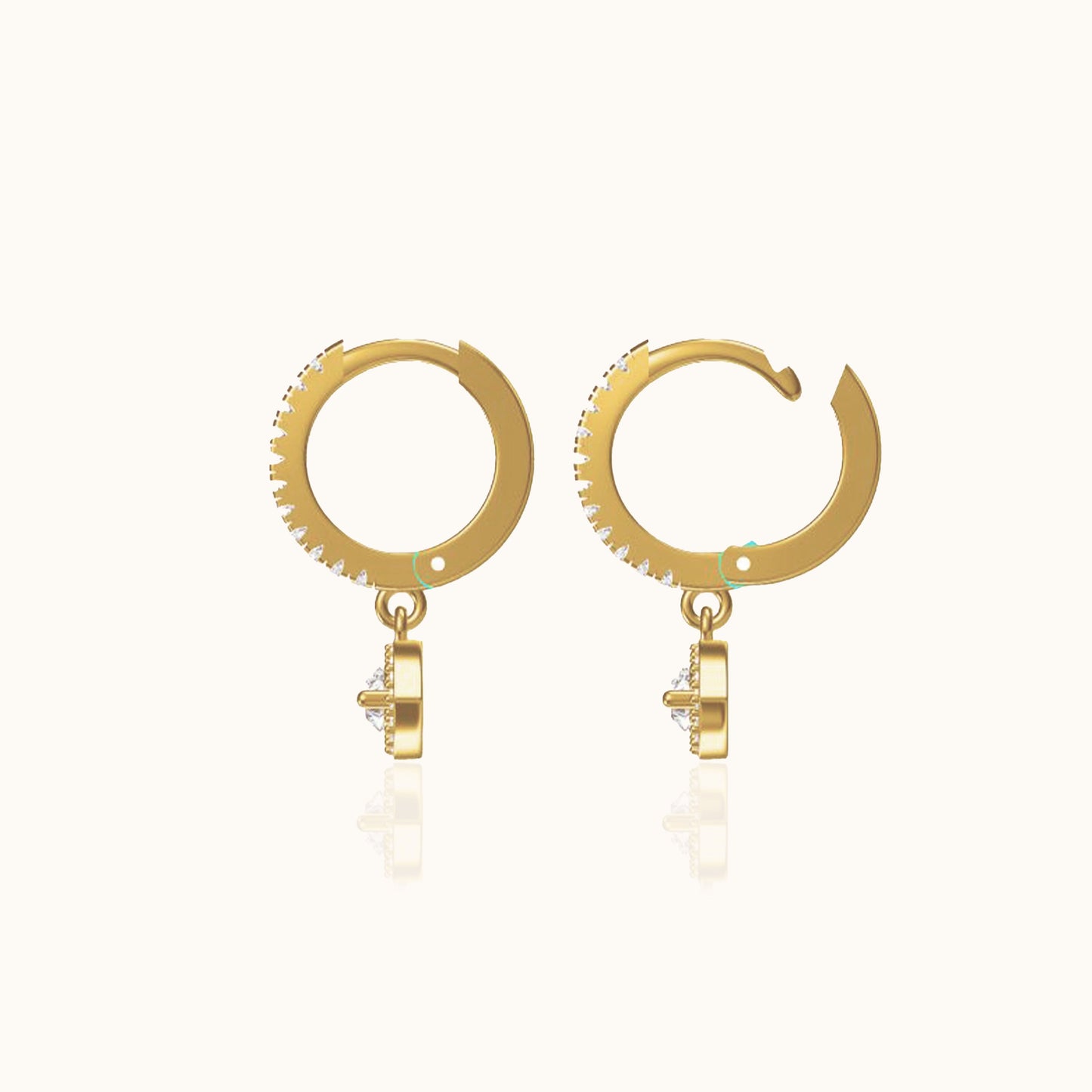 Dangle Eye CZ Pave Hoop Earrings