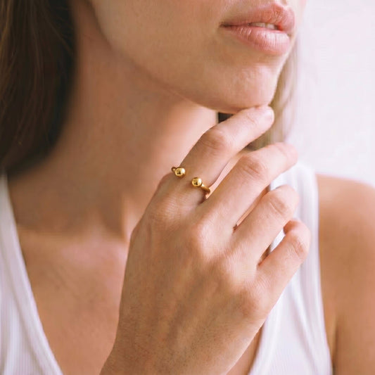 Double Ball Open Cuff Ring | Adia Ecodunia