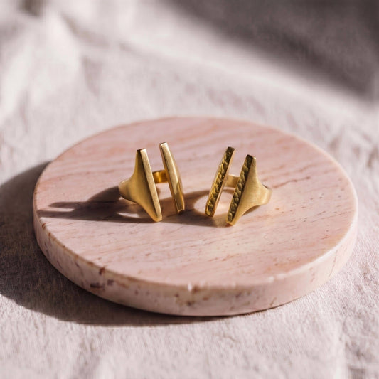 Smoonth and Hammered Double Bar Ring | Sema Ecodunia