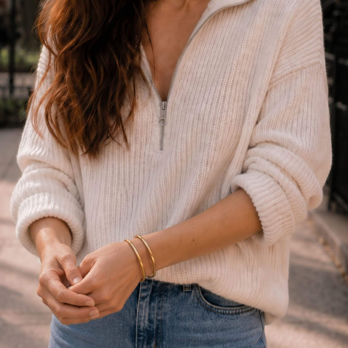 Double Loop Brass Cuff Bracelet | Mia - EcoDunia