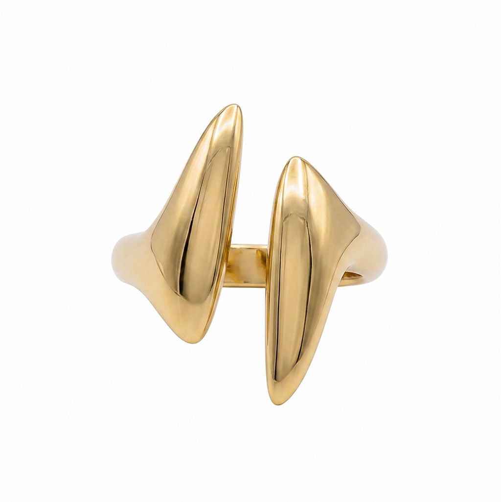 Double Petal Brass Statement Ring for Women | Umbo - EcoDunia