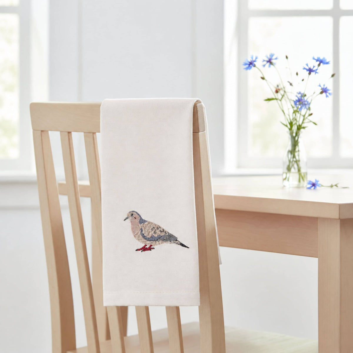 Mourning Dove Bird Embroidered Cotton Tea Towel EcoDunia #birds_dove