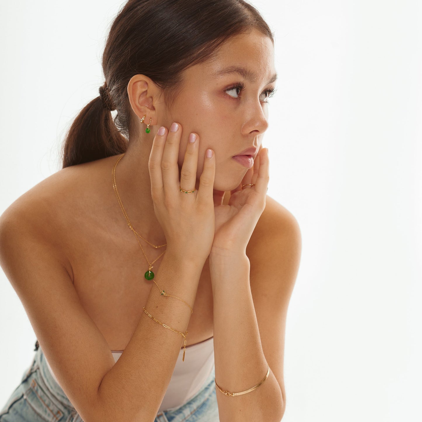 White Jade Hoop Earrings