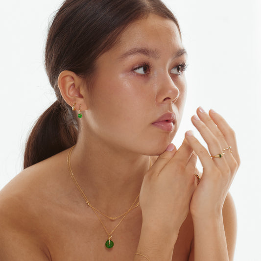 White Jade Hoop Earrings