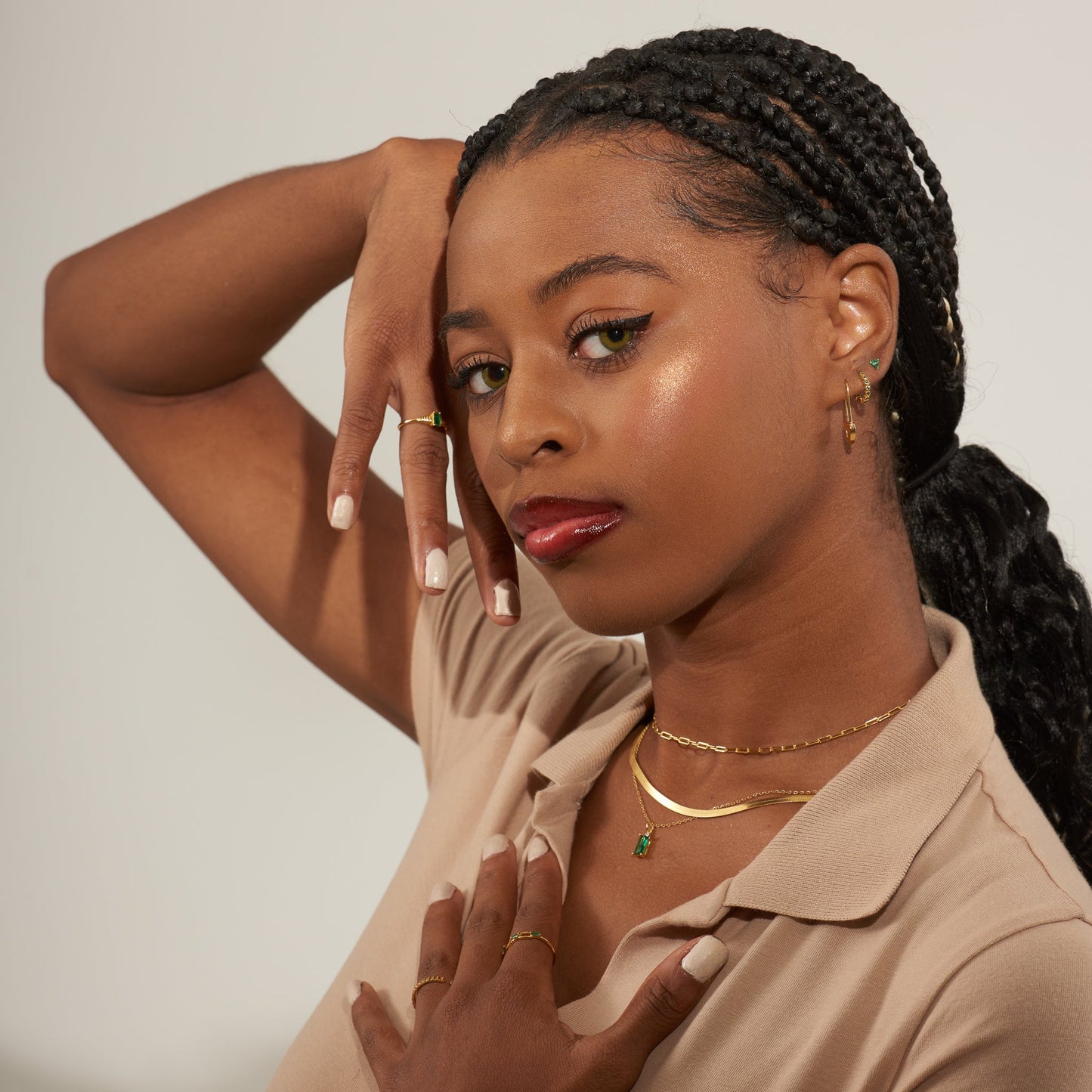 Silver Flat Herringbone Snake Chain Necklace