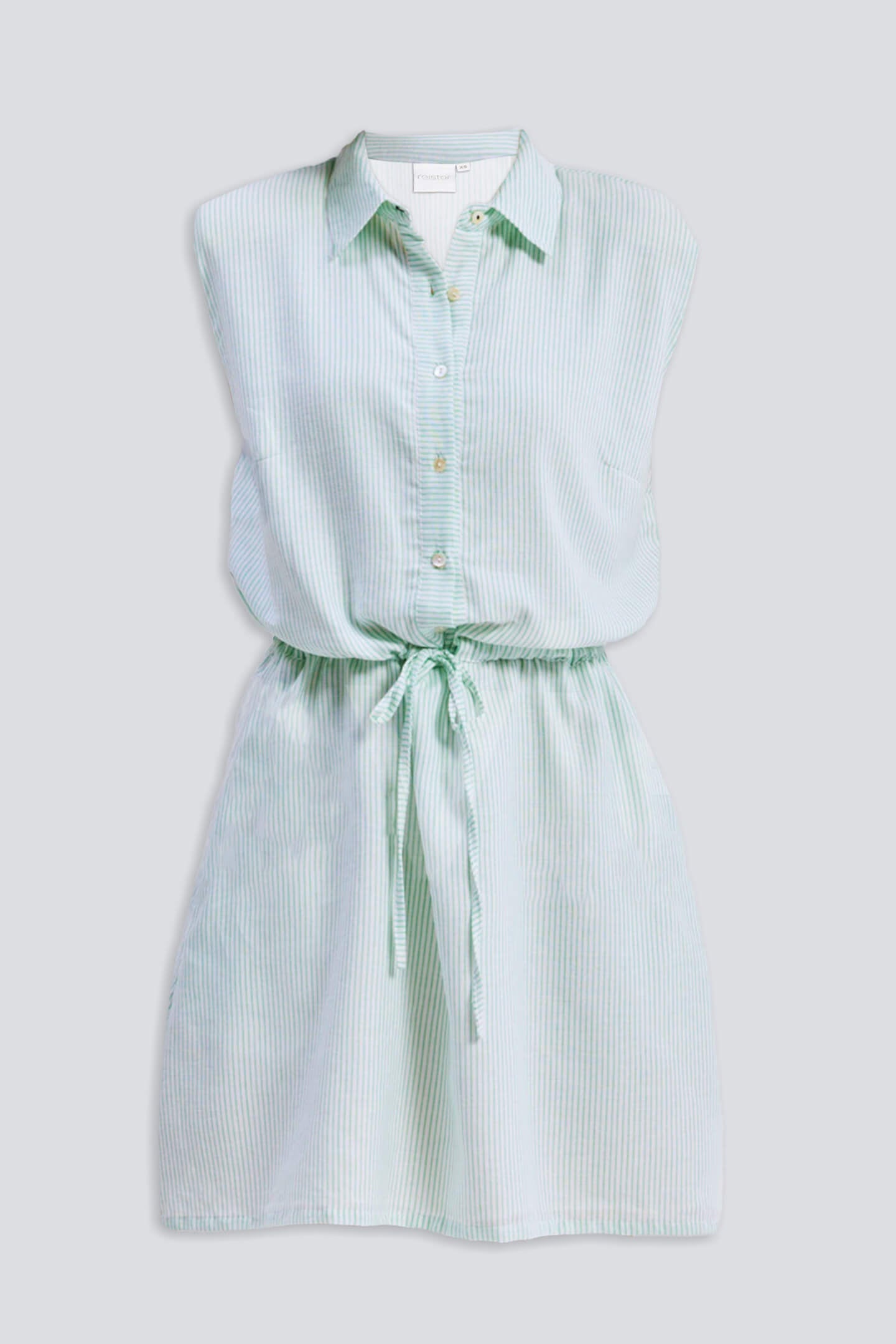 Drawstring Shirt Dress in Stripes Flat Lay
