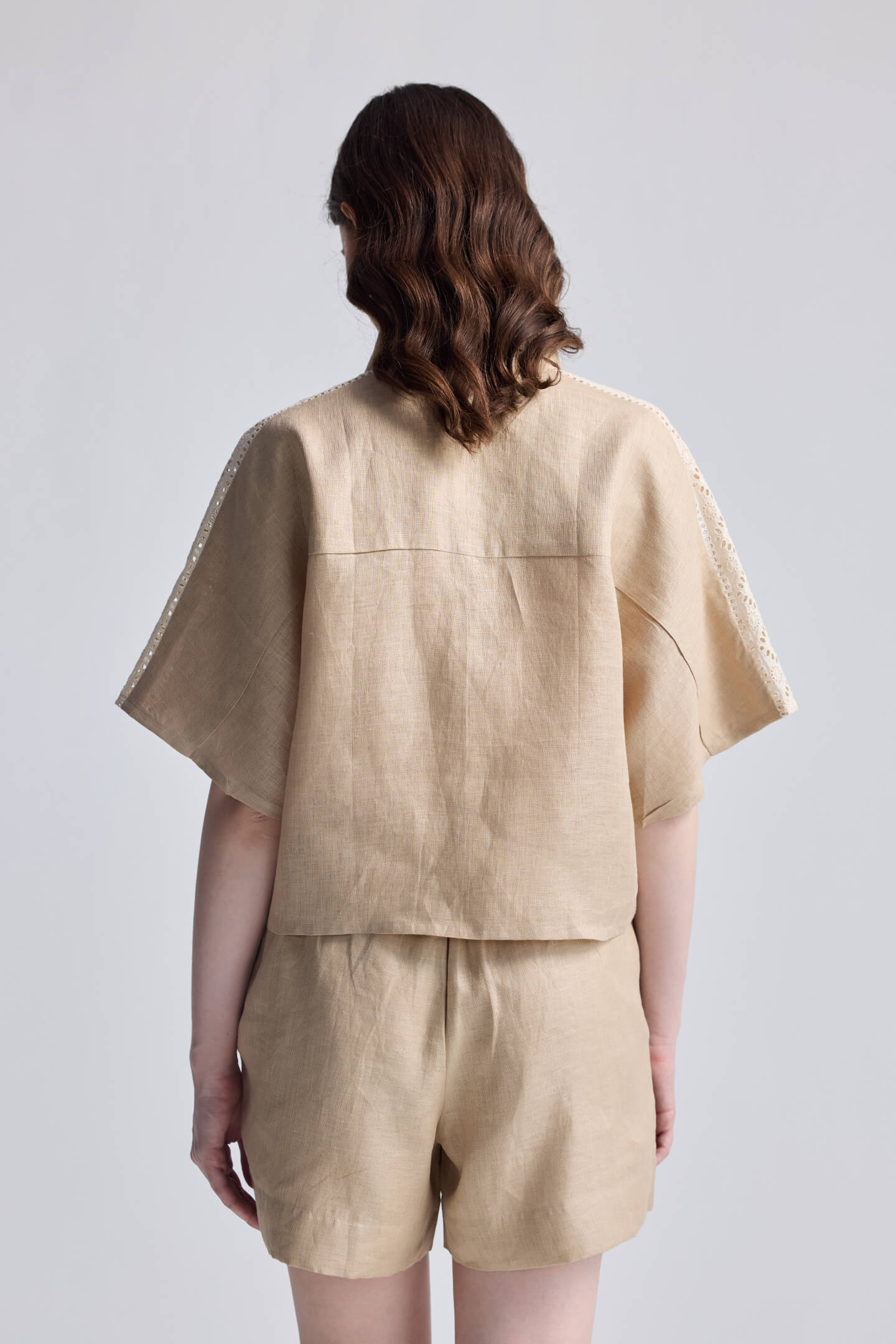 Drawstring Shorts in Neutral Beige Back
