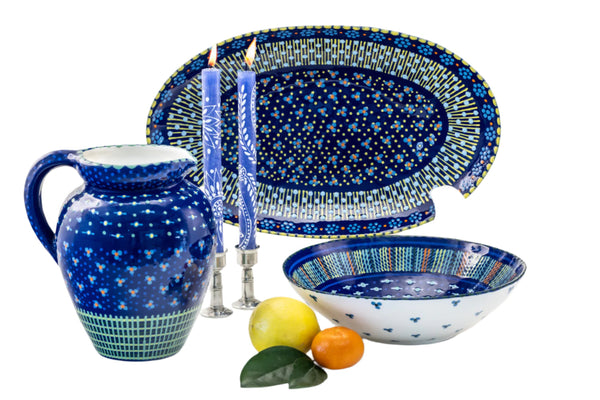 Large Ceramic Serving Bowls - Indigo