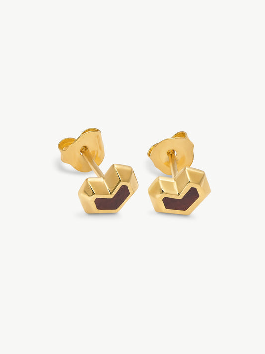 Gold plated Tiger Eye stud earrings - Daryl | No More Nobody