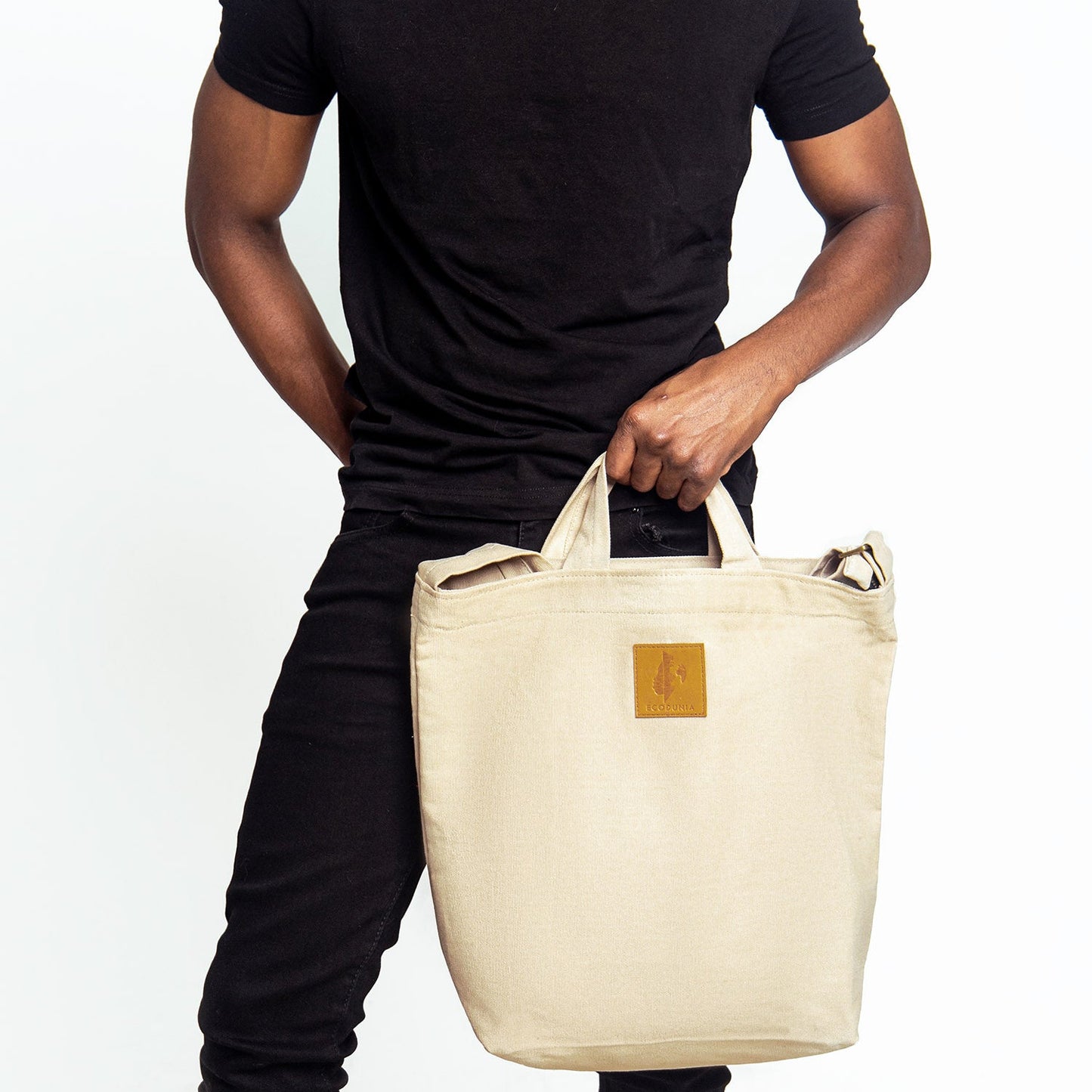 Canvas Carry-All Crossbody Bag for Men & Women | Amani #color_sand-white