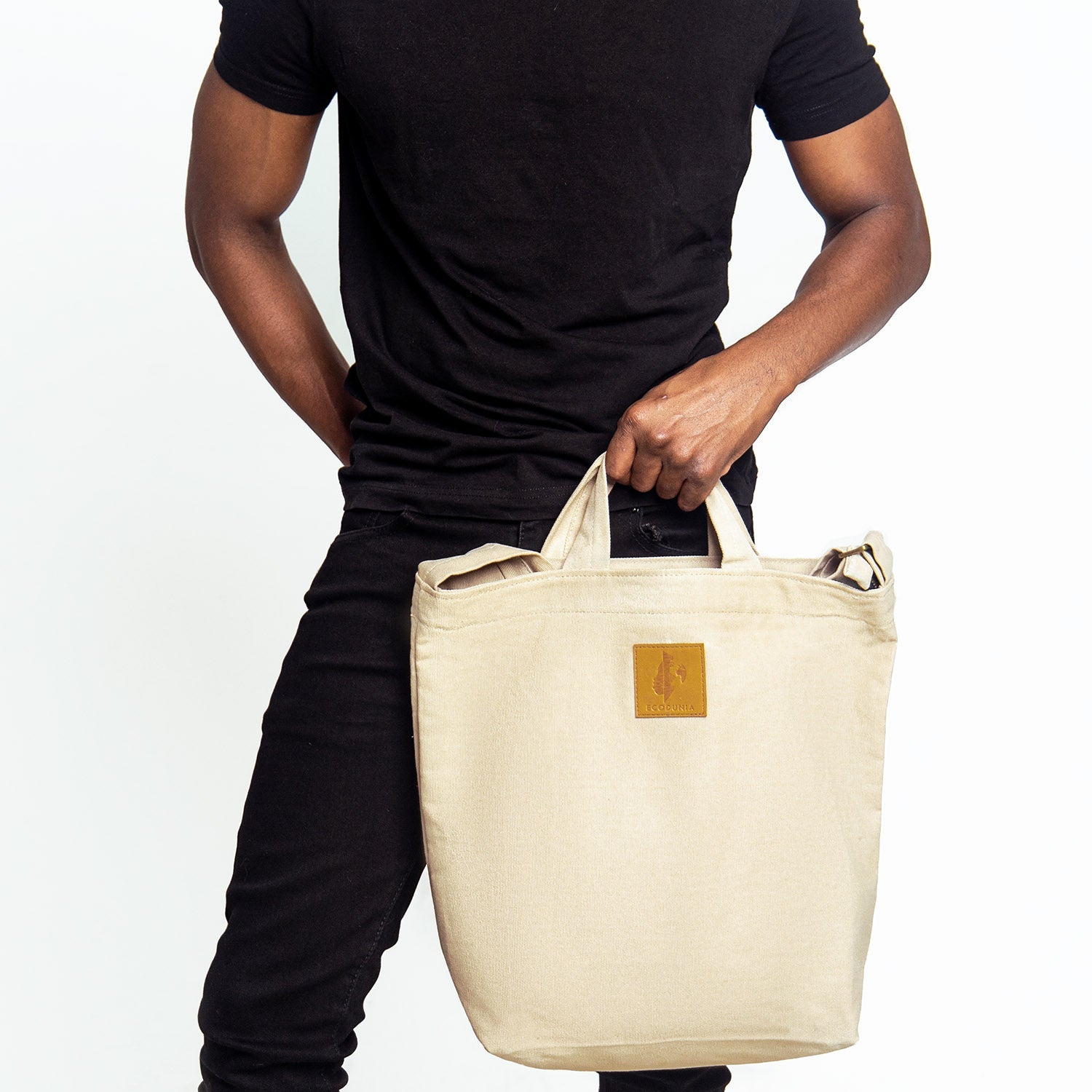 Canvas Carry-All Crossbody Bag for Men & Women | Amani #color_sand-white