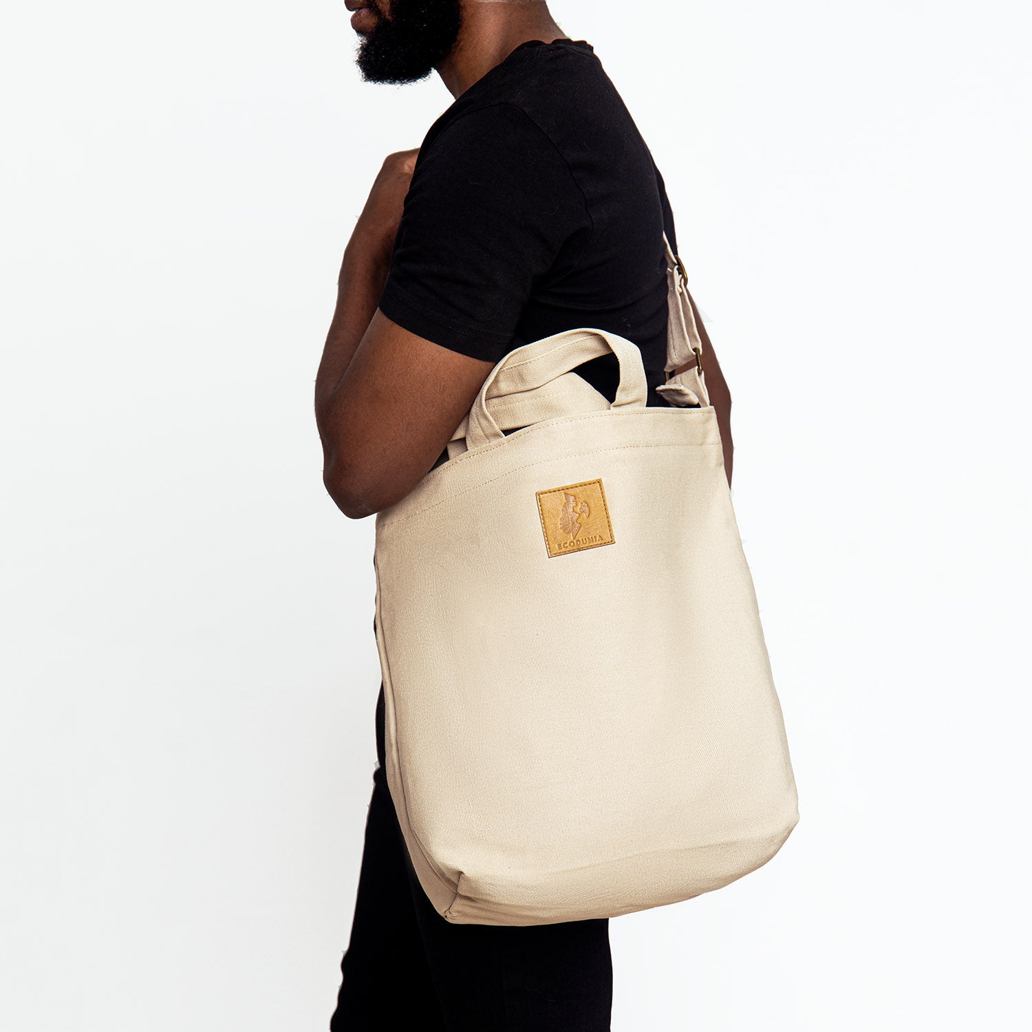 Canvas Carry-All Crossbody Bag for Men & Women | Amani #color_sand-white