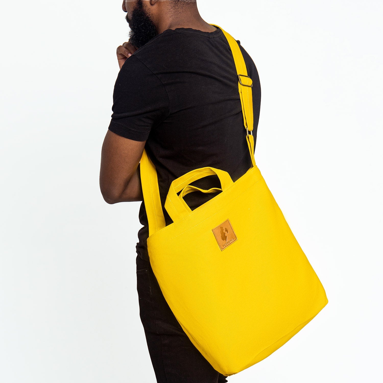 Canvas Carry-All Crossbody Bag for Men & Women | Amani #color_yellow