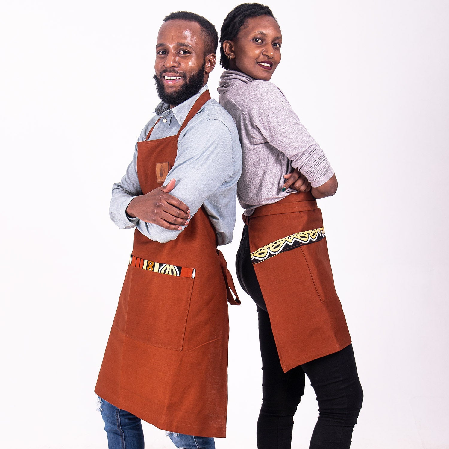 Kitchen Half Apron with Pockets Unisex | Waist Apron – Jikoni #color_rust