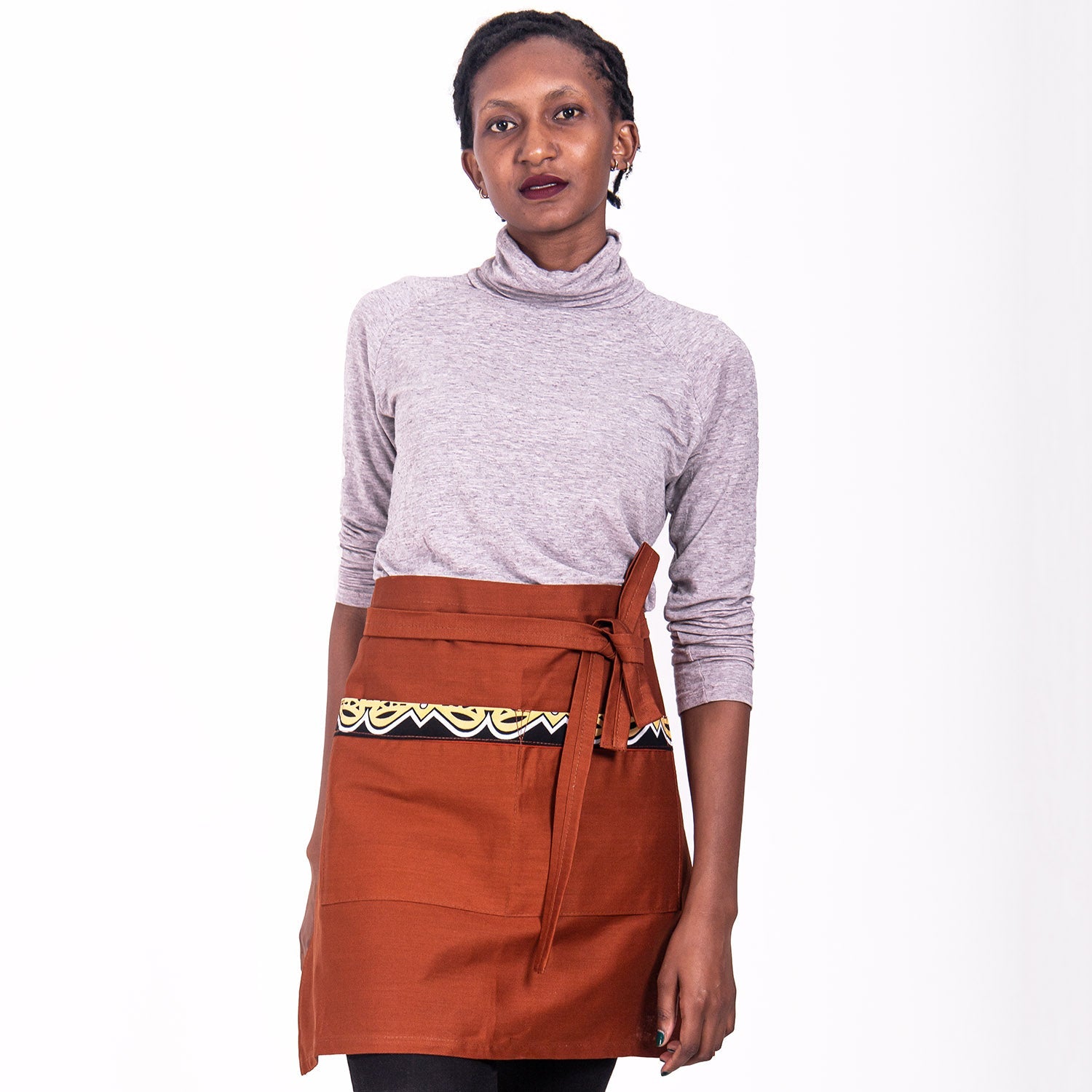 Kitchen Half Apron with Pockets Unisex | Waist Apron – Jikoni #color_rust
