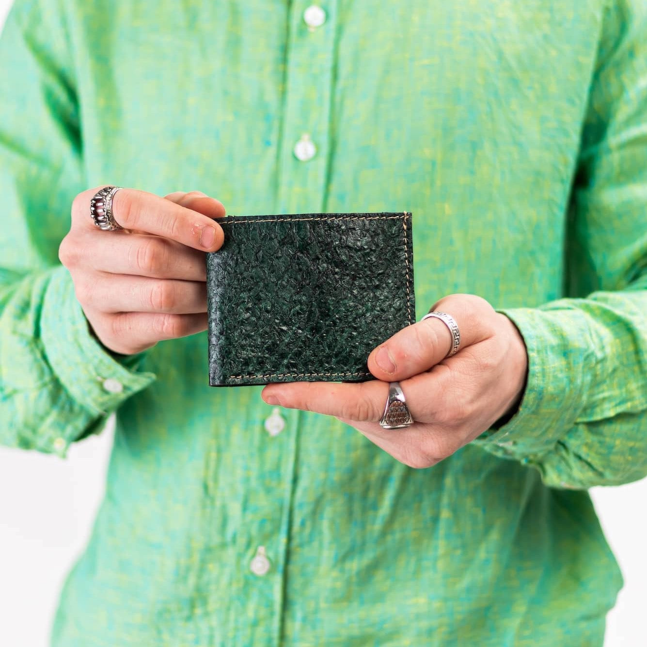 Men's Bifold Fish Wallets #color_emerald-green