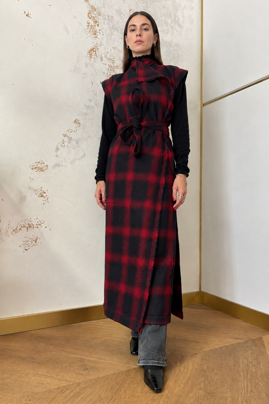 Long recycled wool vest