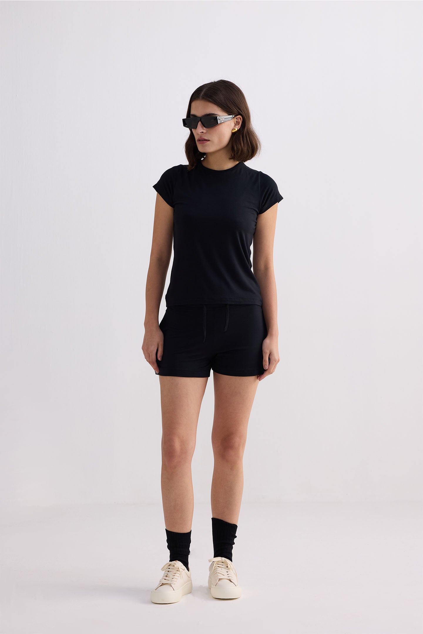 Essential Knit Shorts in Black Front