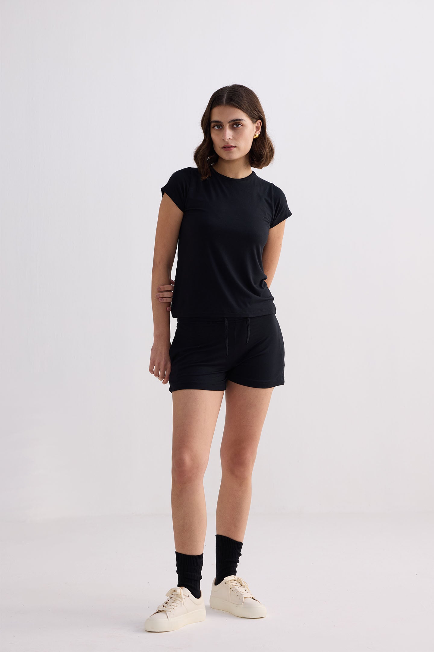 Essential Knit Shorts in Black Front