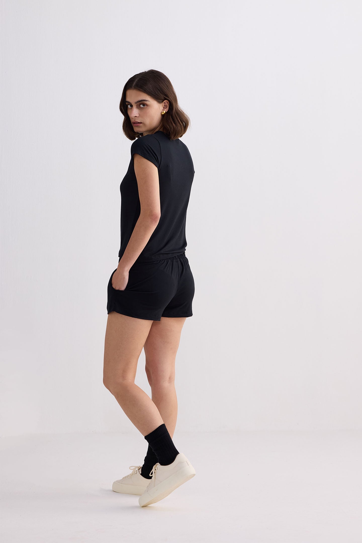 Essential Knit Shorts in Black Side