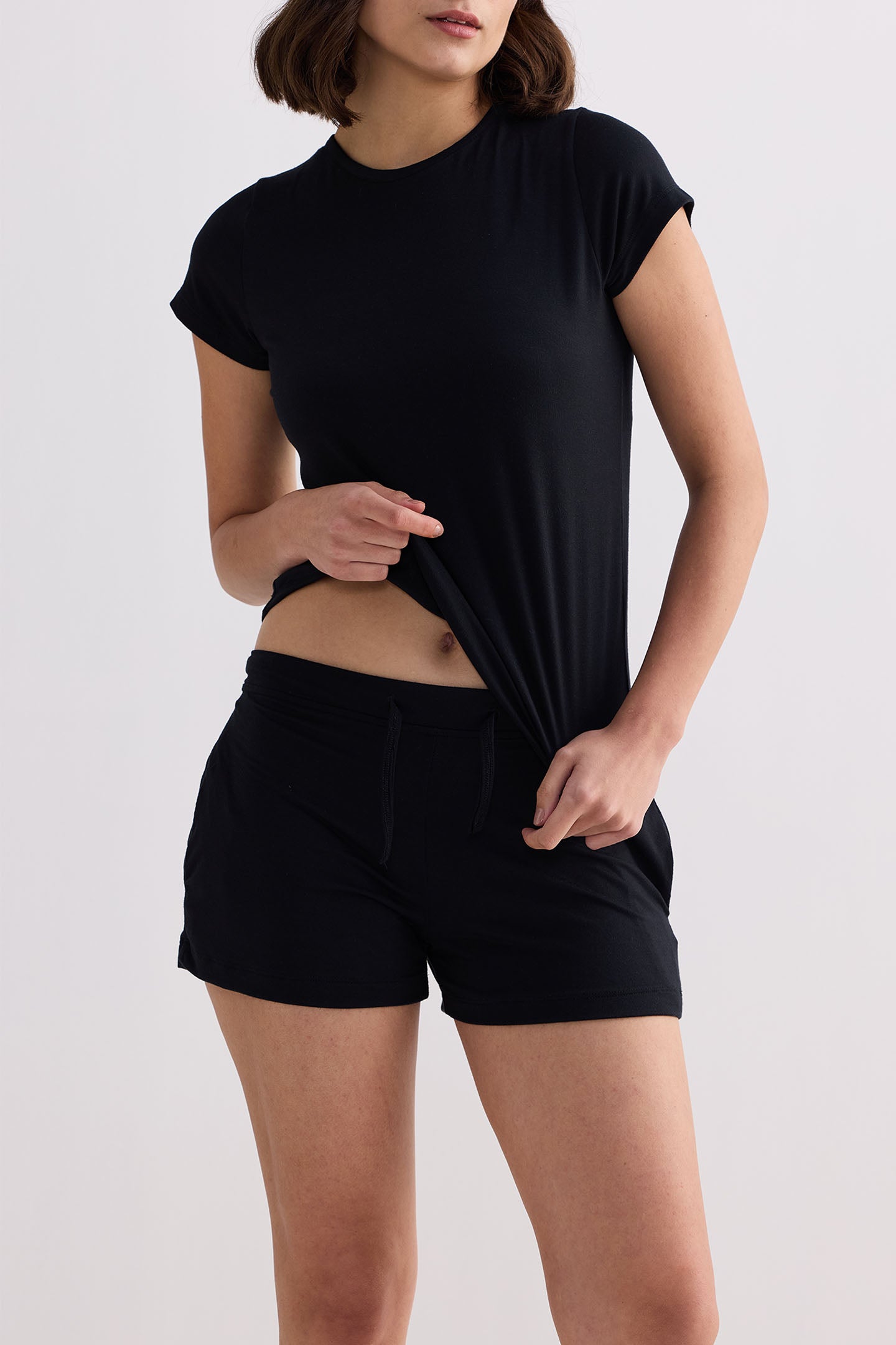 Essential Knit Shorts in Black Closeup