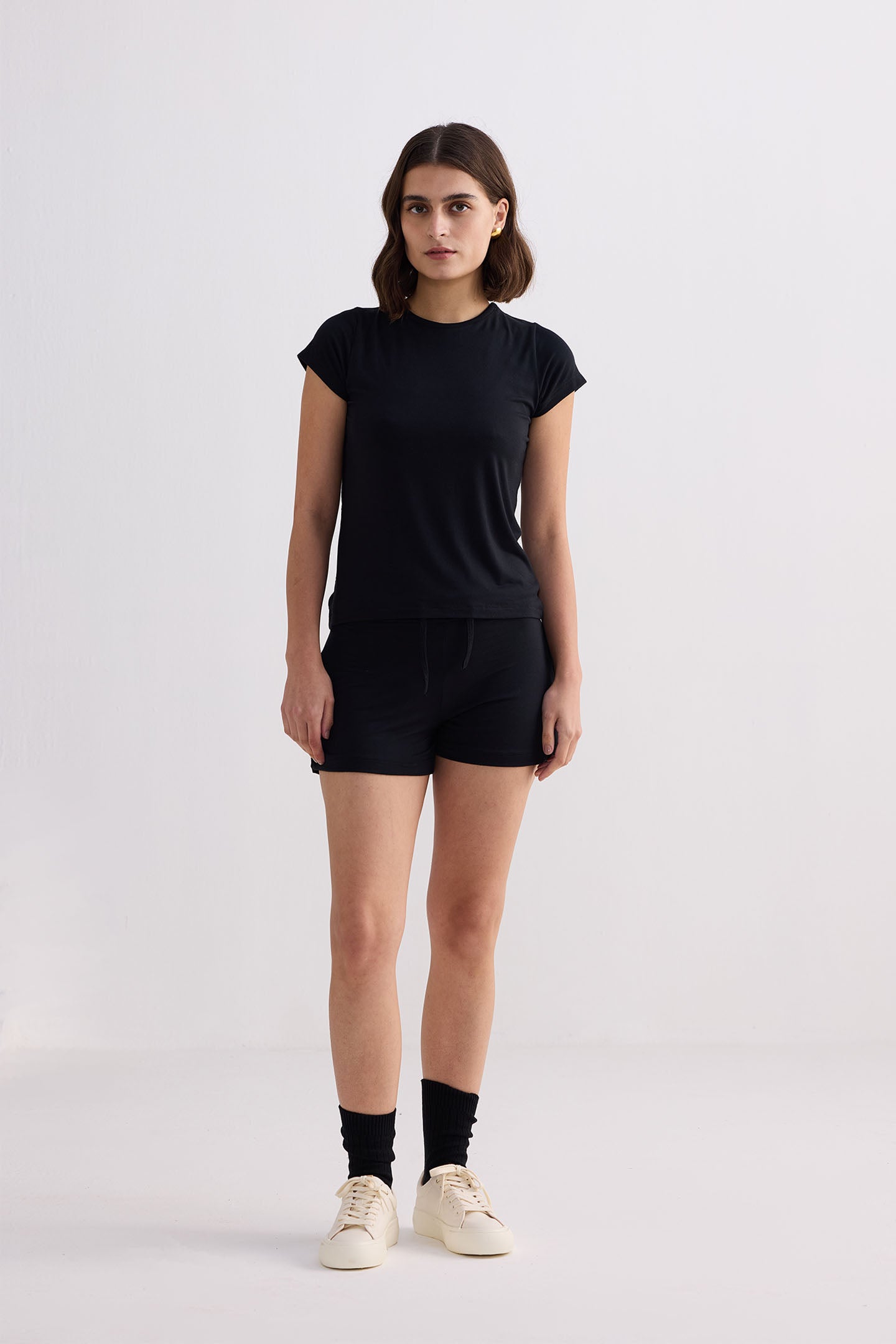 Essential Knit Shorts in Black Front