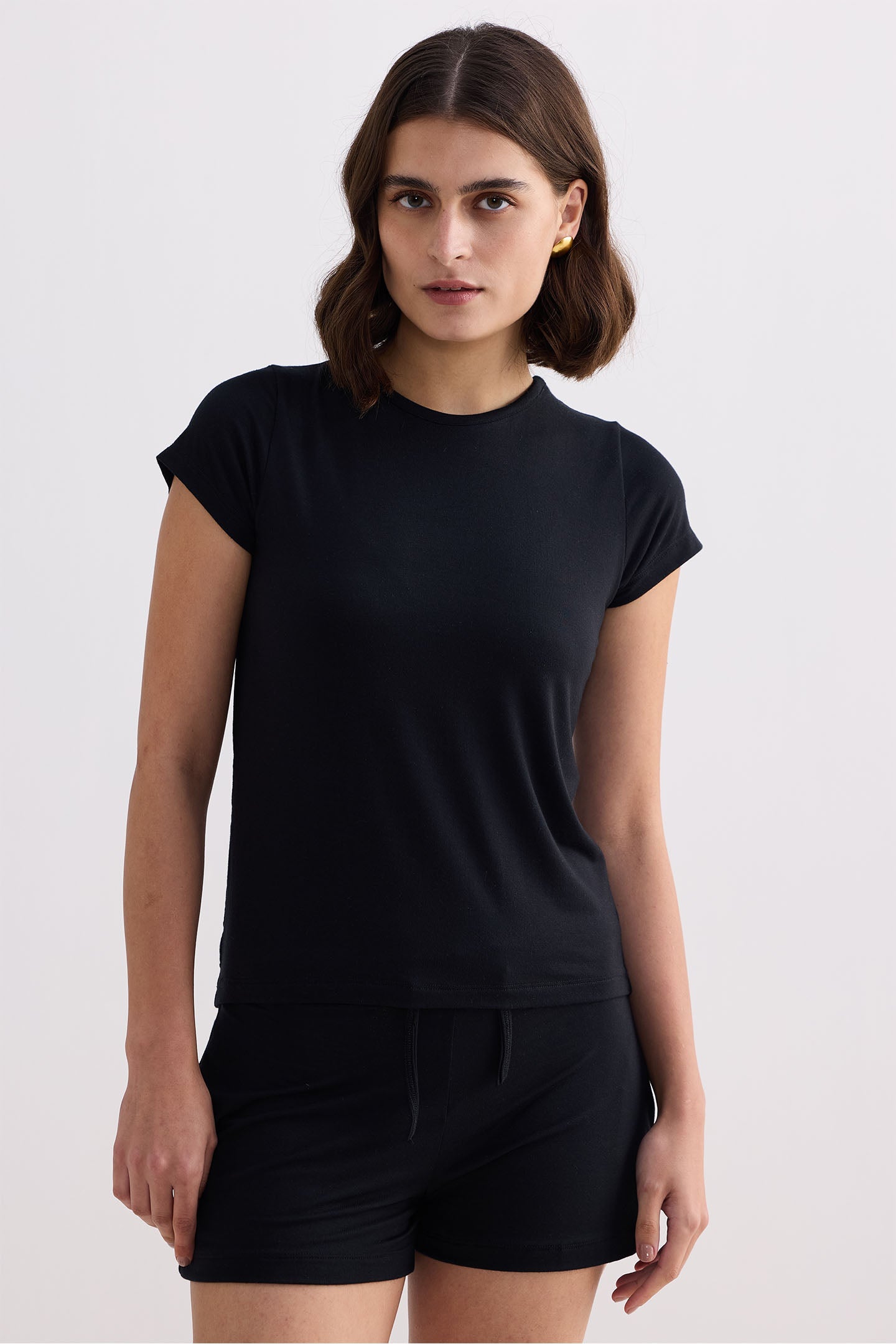 Essential Knit Shorts in Black Closeup