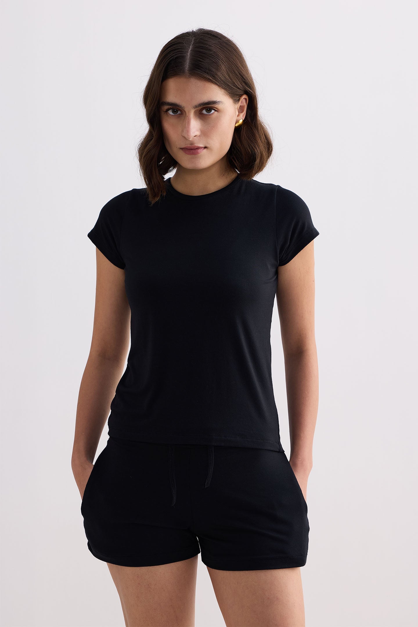 Essential Knit Shorts in Black Front