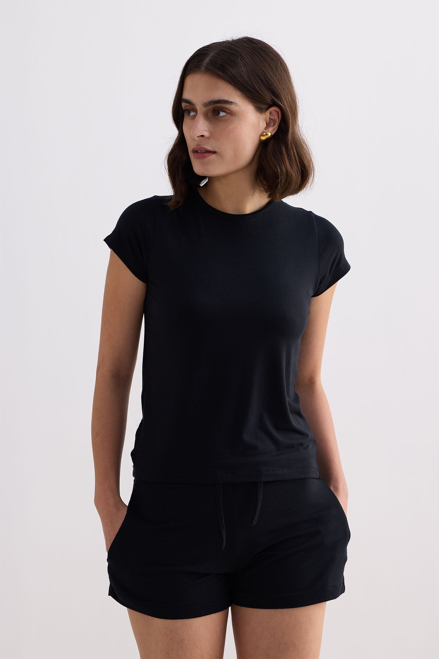 Essential Knit Shorts in Black Front