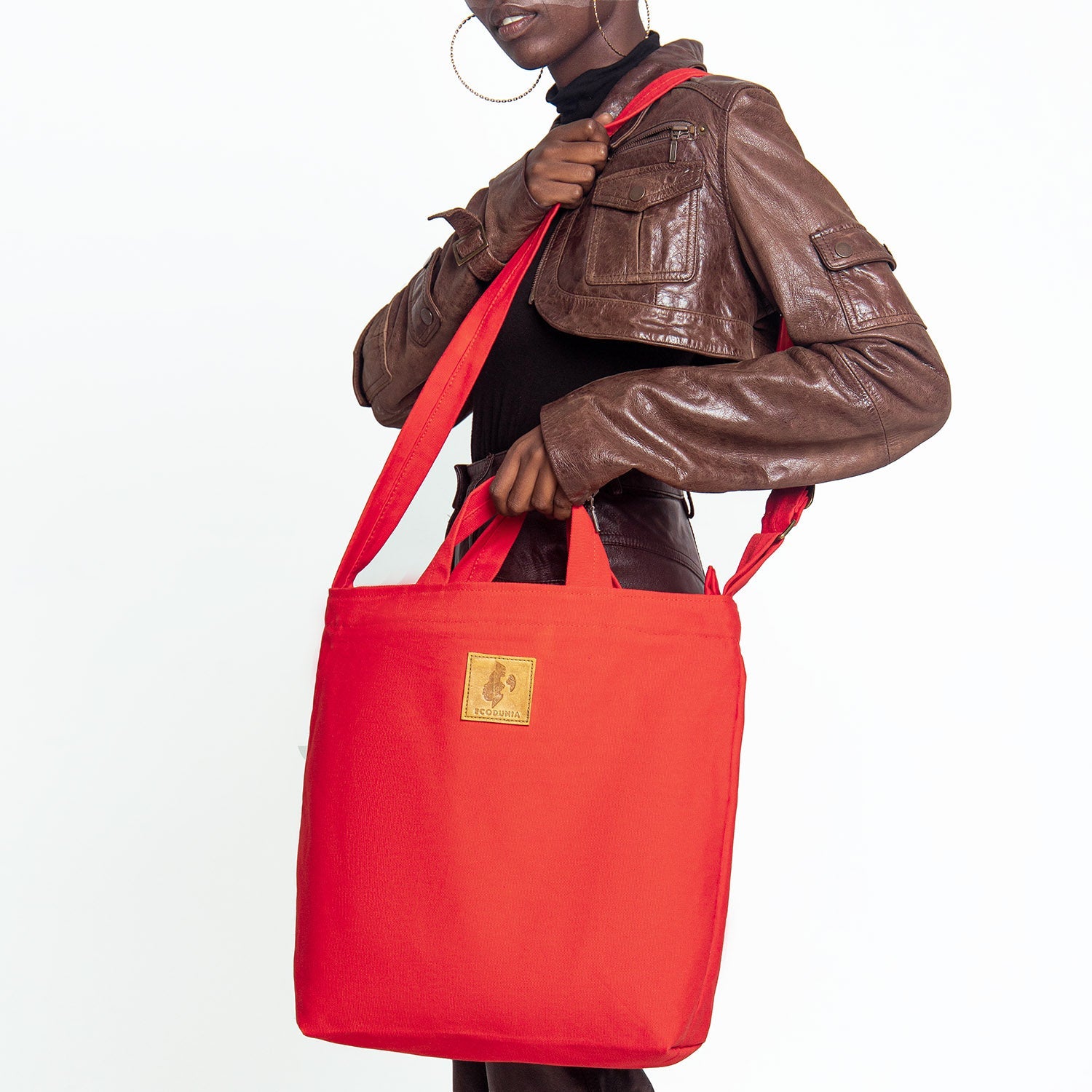 Canvas Carry-All Crossbody Bag for Men & Women | Amani #color_red