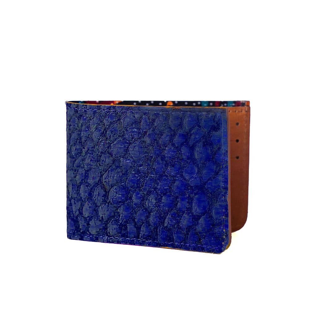 Genuine Slim Fish Wallets - Bifold Fish Leather Wallet #color_blue