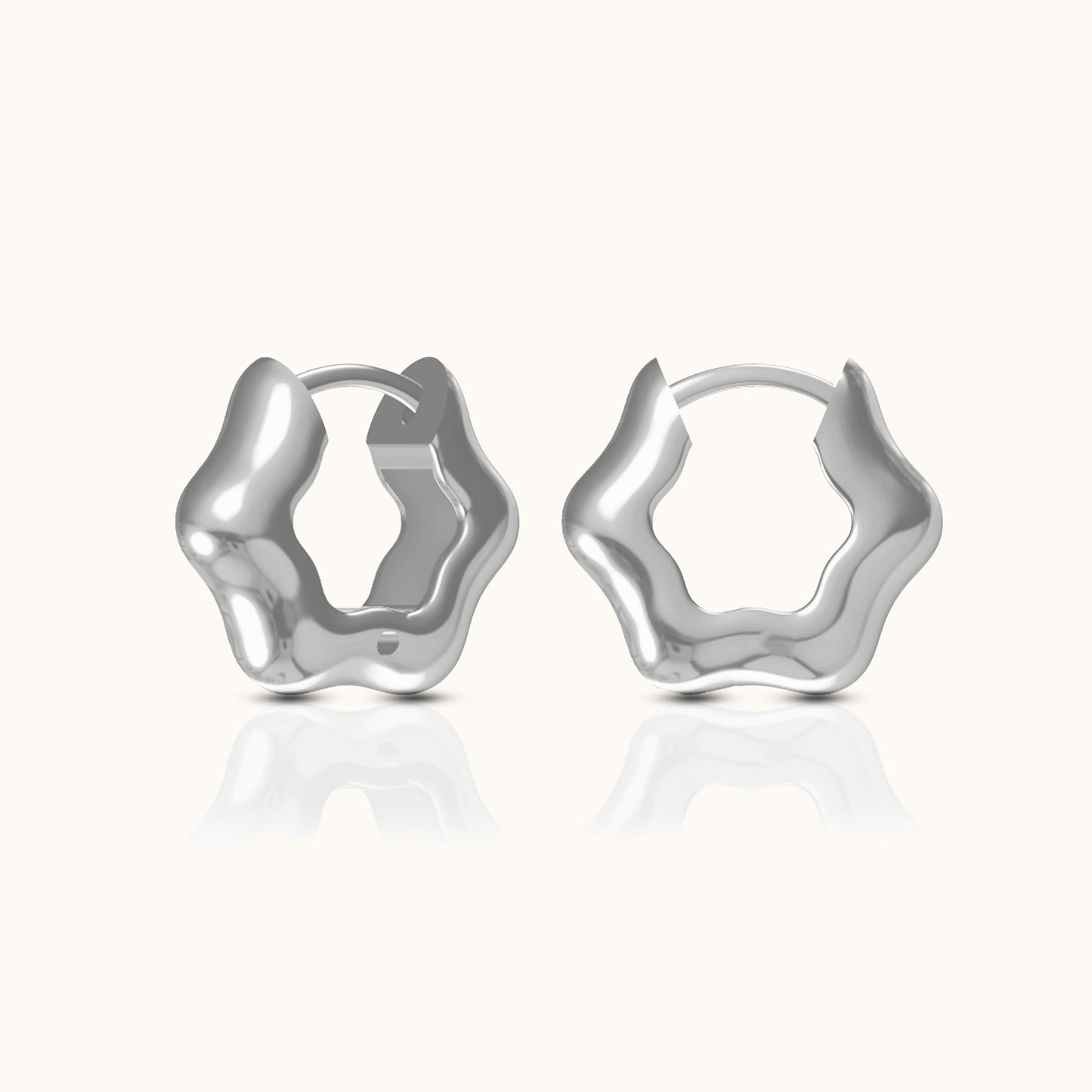 Floral Hexagon Chubby Hoop Earrings