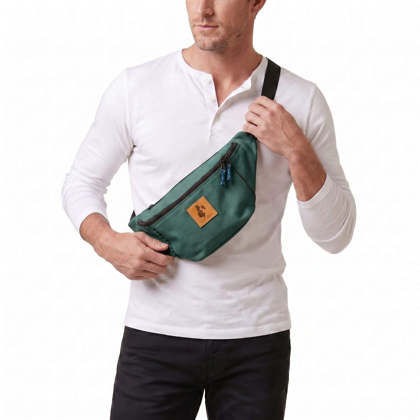 Crossbody Large Fanny Pack -  Canvas Waist Bag #color_forest-green